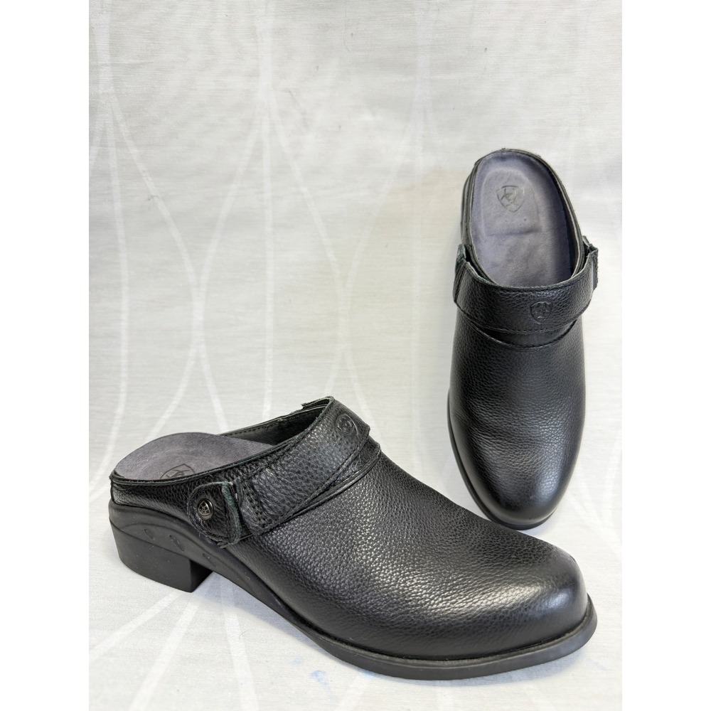 Ariat‎ Sport Mule 6.5 Clog Black Pebbled Leather Slip On Work Shoe 10014265 EUC